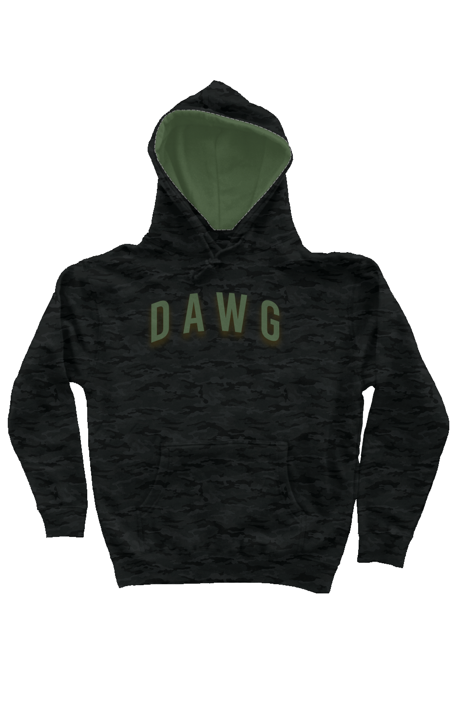DAWG Camo Hoodie — IronSquared hoodie, back view