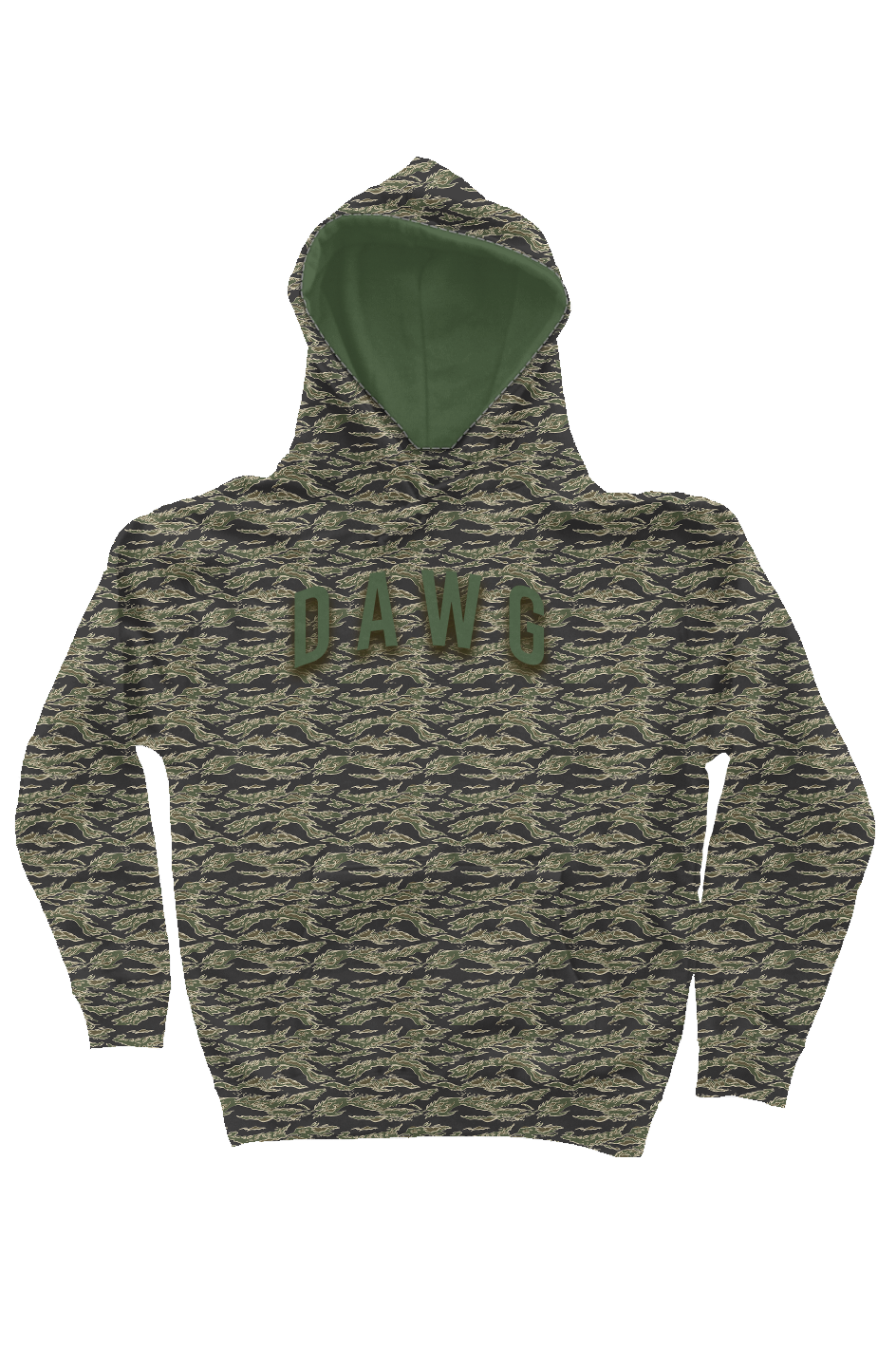 DAWG Camo Hoodie — IronSquared hoodie, lifestyle shot