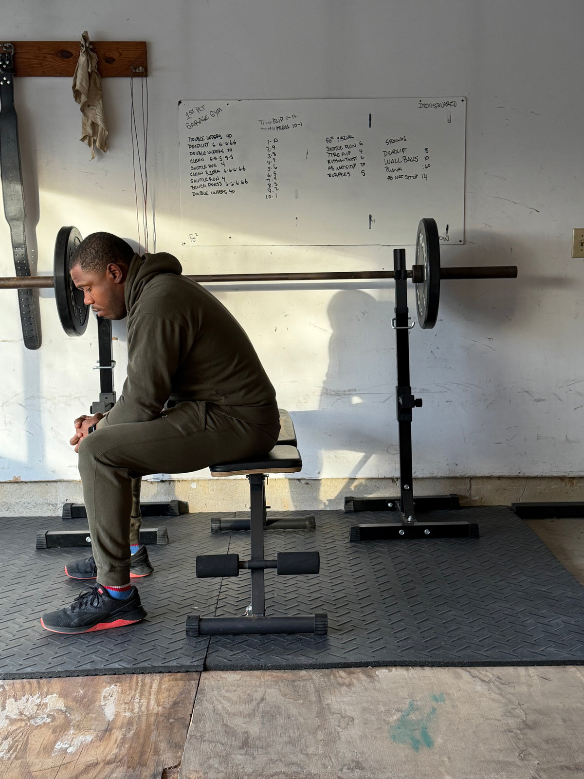 IRON² Sweatsuit Set — OD Green | Heavyweight Hoodie + Joggers — IronSquared sweatsuit set, back view