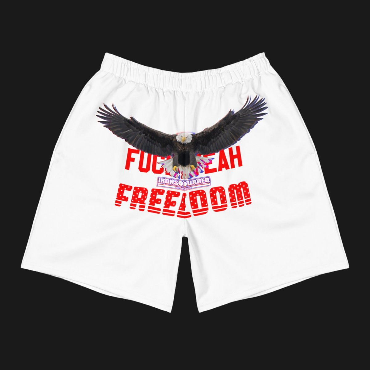 FY Freedom White Shorts — IronSquared shorts, front view