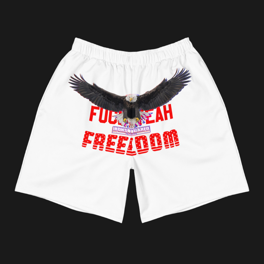 FY Freedom White Shorts — IronSquared shorts, front view