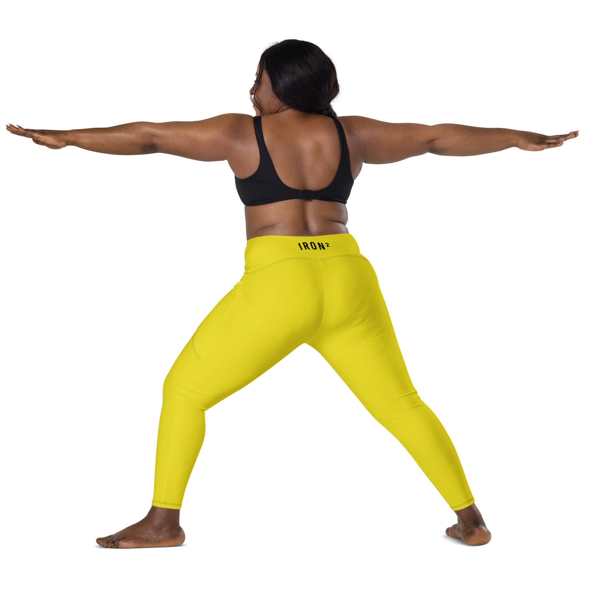 BOLD Yellow Leggings — IronSquared women's leggings, back view