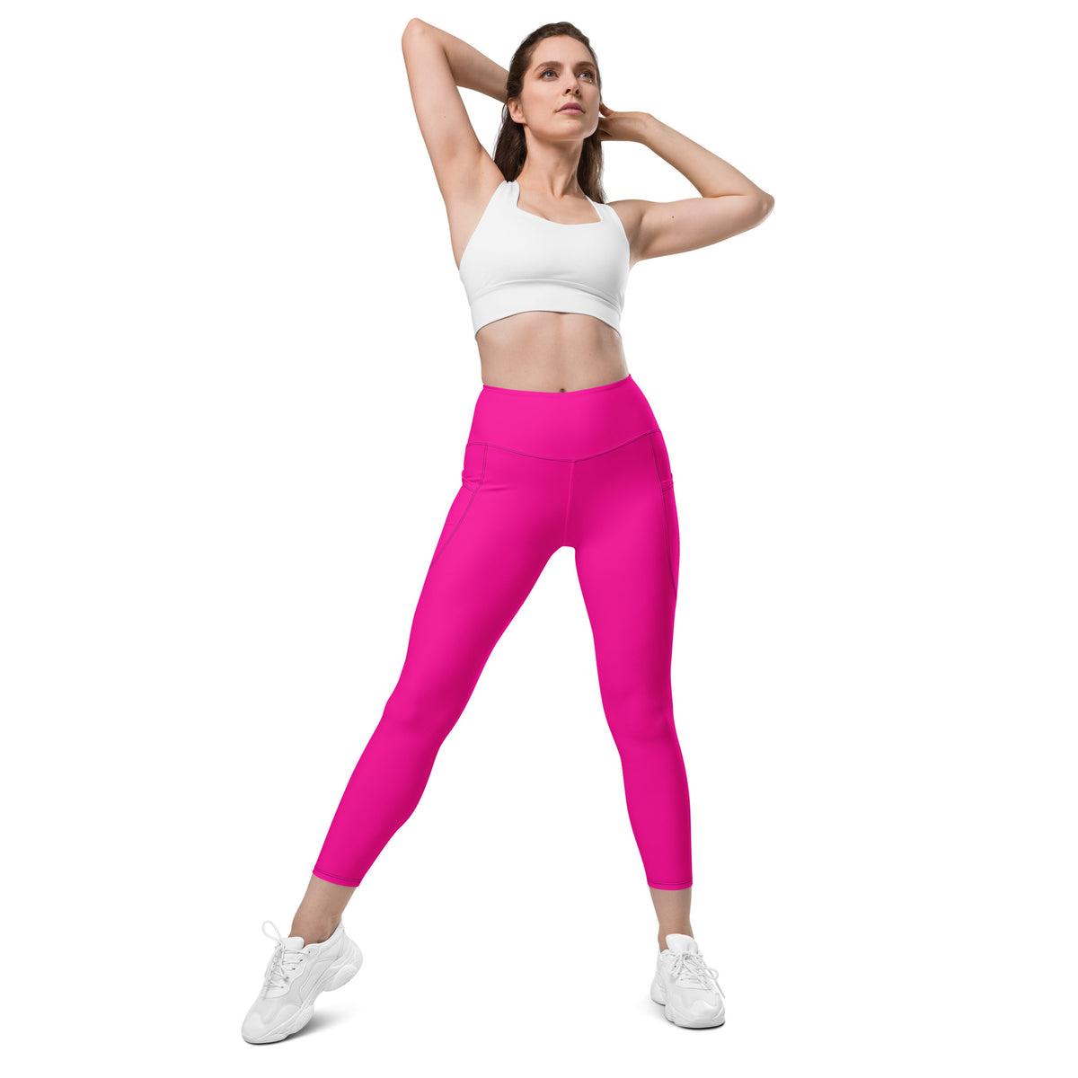 BOLD Pink Leggings — IronSquared women's leggings, front view