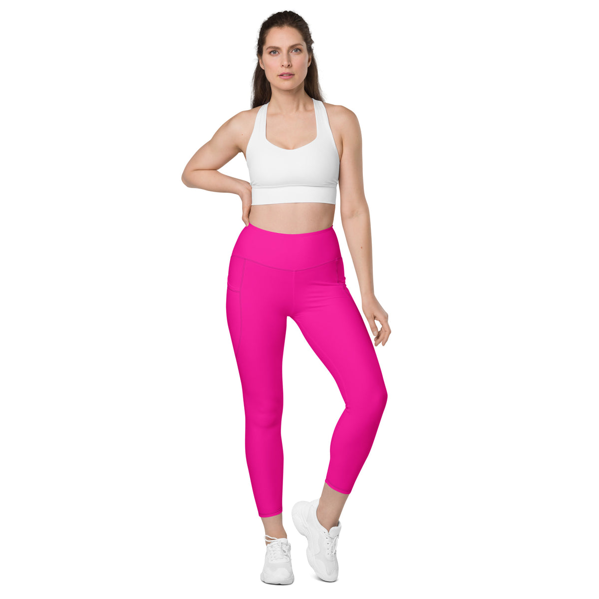 BOLD Pink Leggings — IronSquared women's leggings, lifestyle shot