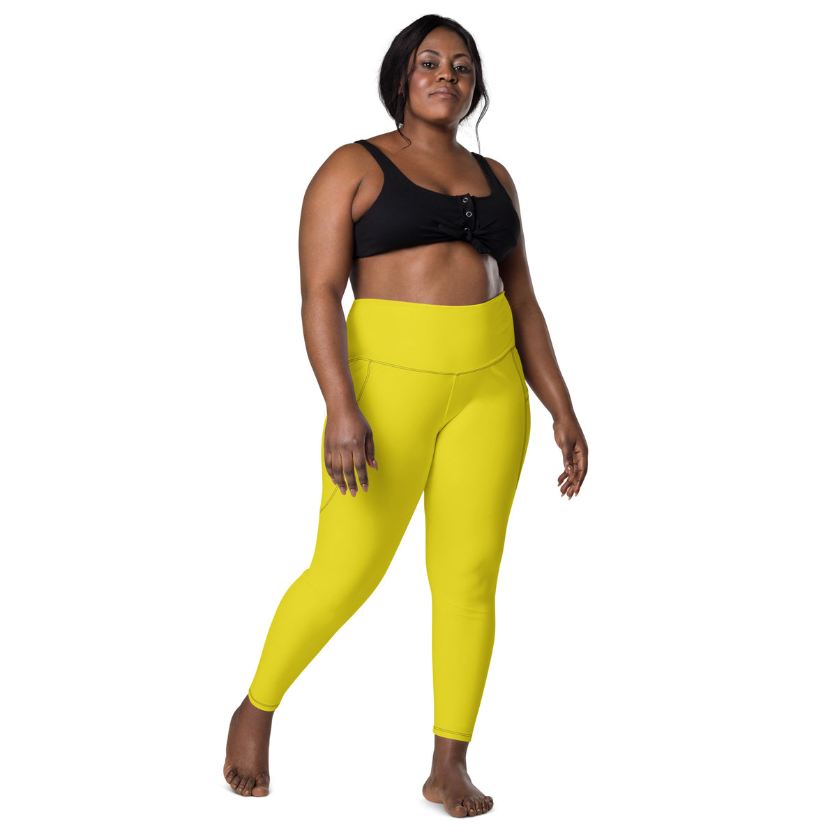 BOLD Yellow Leggings — IronSquared women's leggings, side view