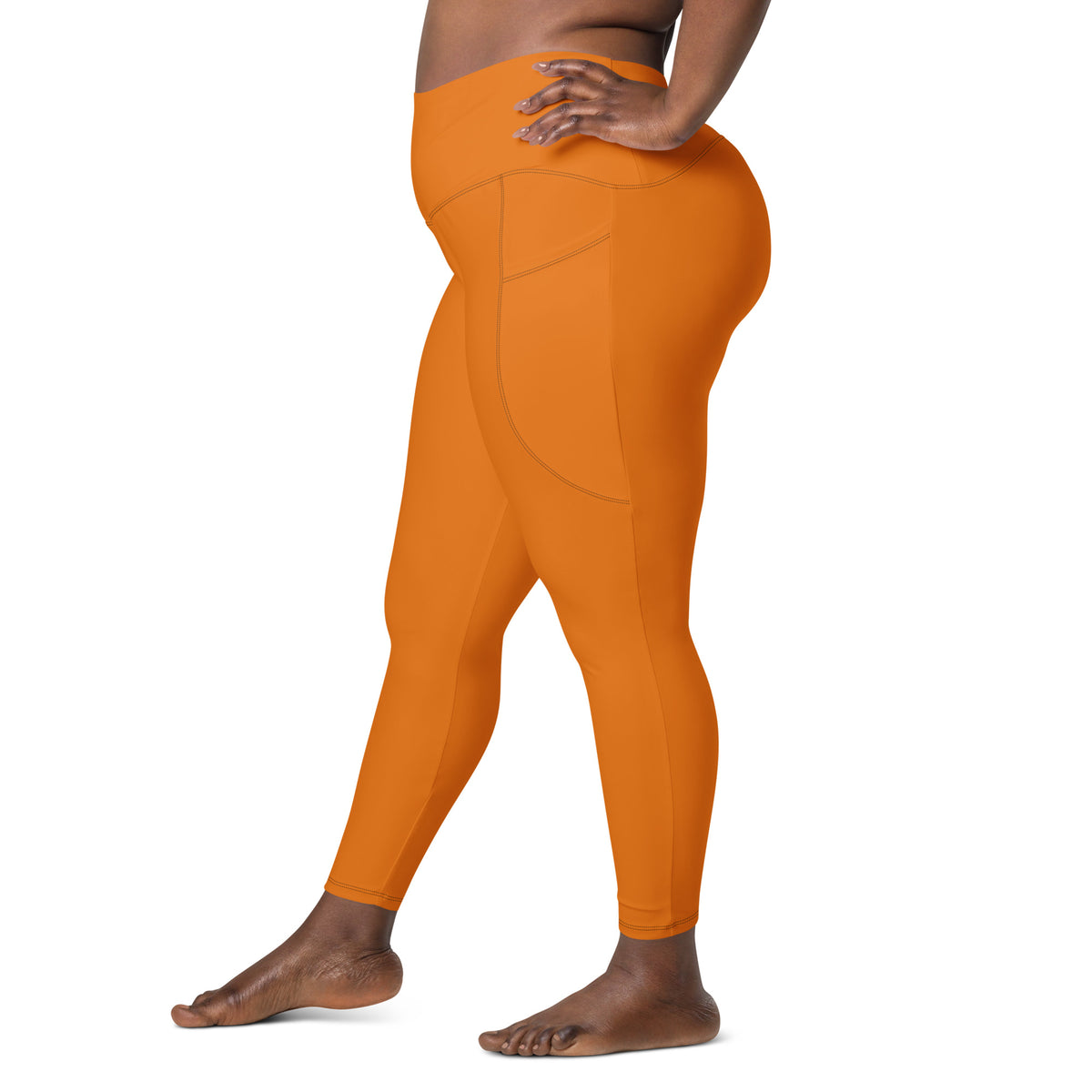 BOLD Orange Leggings — IronSquared women's leggings, side view
