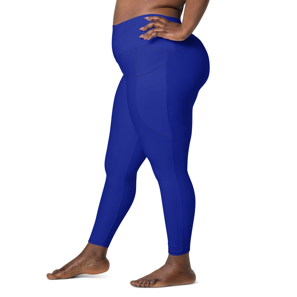 BOLD Blue Leggings — IronSquared women's leggings, side view