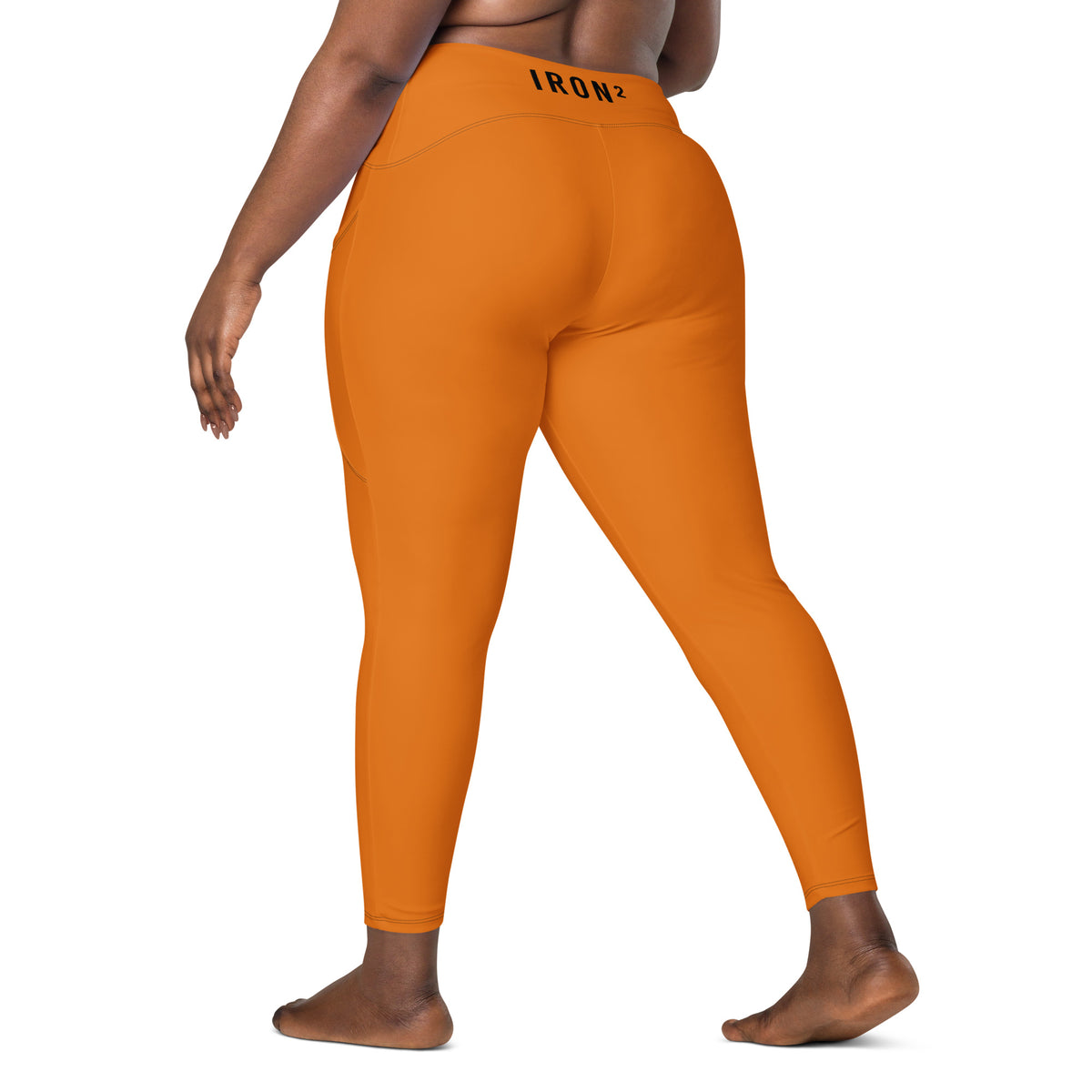 BOLD Orange Leggings — IronSquared women's leggings, lifestyle shot