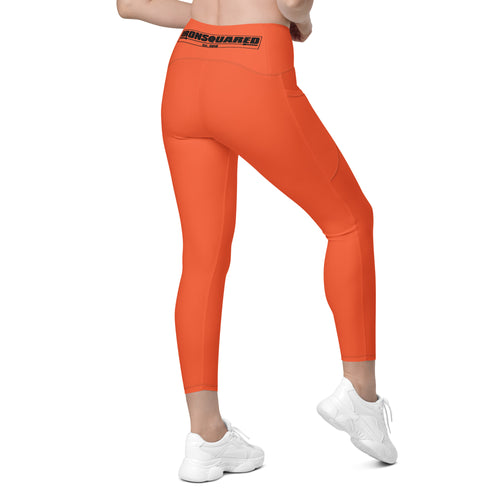 Orange Leggings with pockets