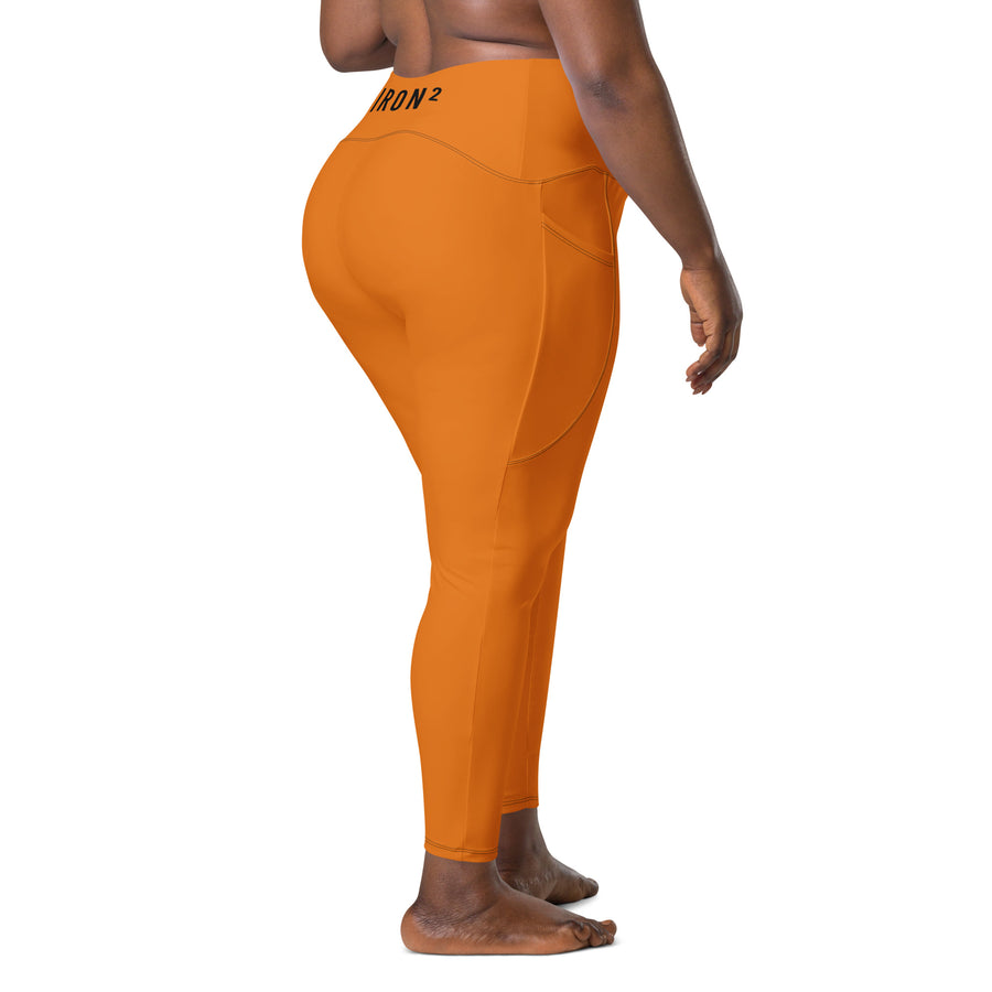 BOLD Orange Leggings — IronSquared women's leggings, front view