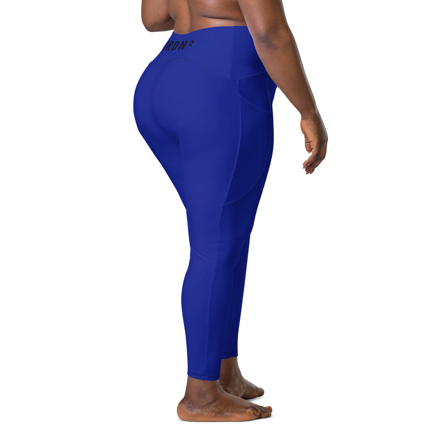 BOLD Blue Leggings — IronSquared women's leggings, front view