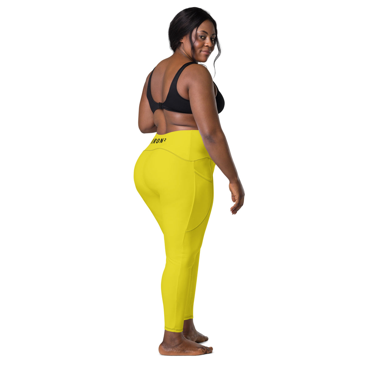BOLD Yellow Leggings — IronSquared women's leggings, front view