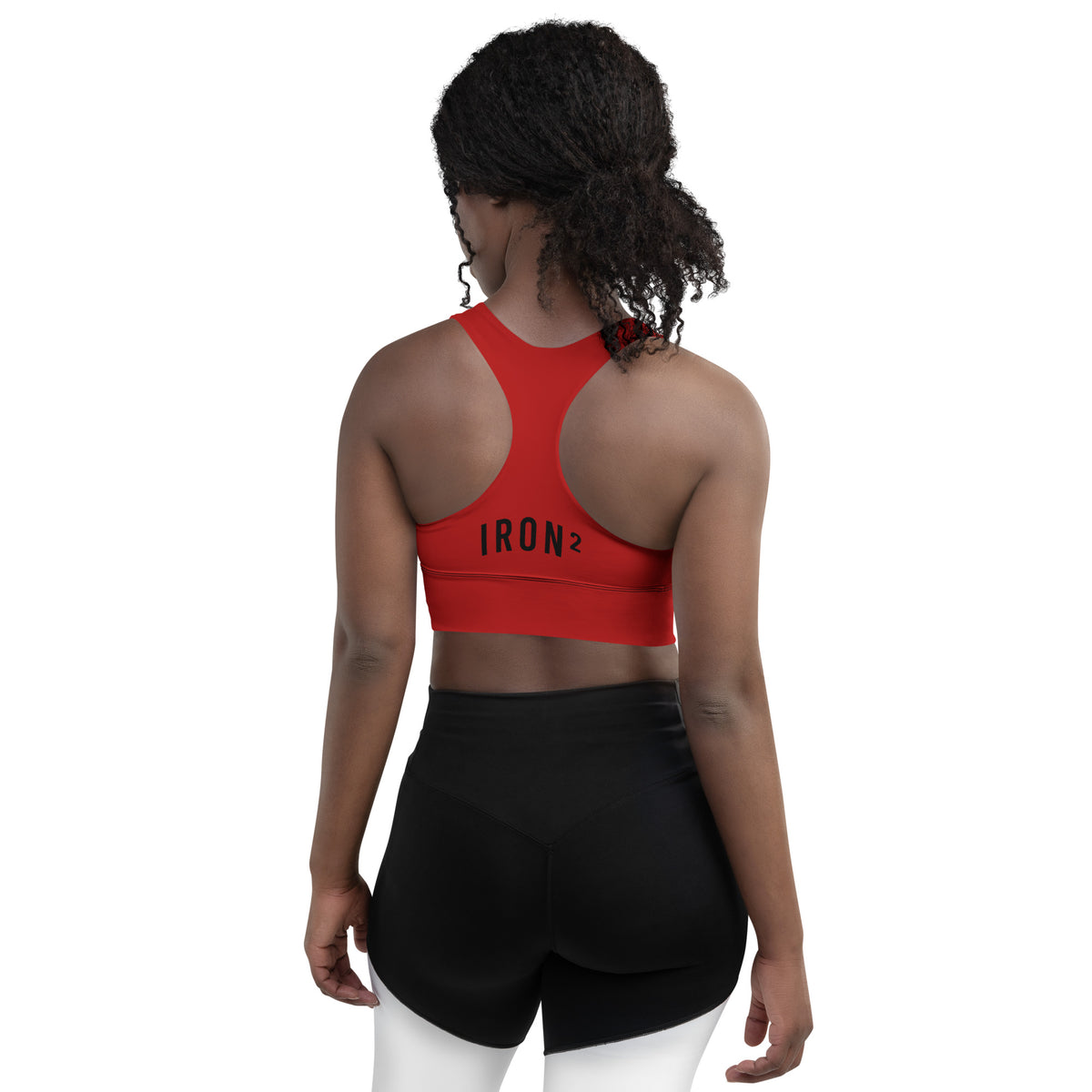 BOLD Red Sports Bra — IronSquared women's sports bra, side view
