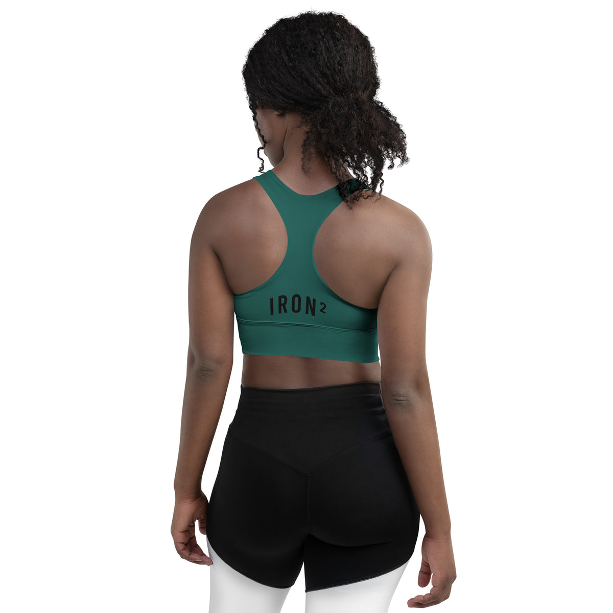 BOLD Green Sports Bra — IronSquared women's sports bra, side view
