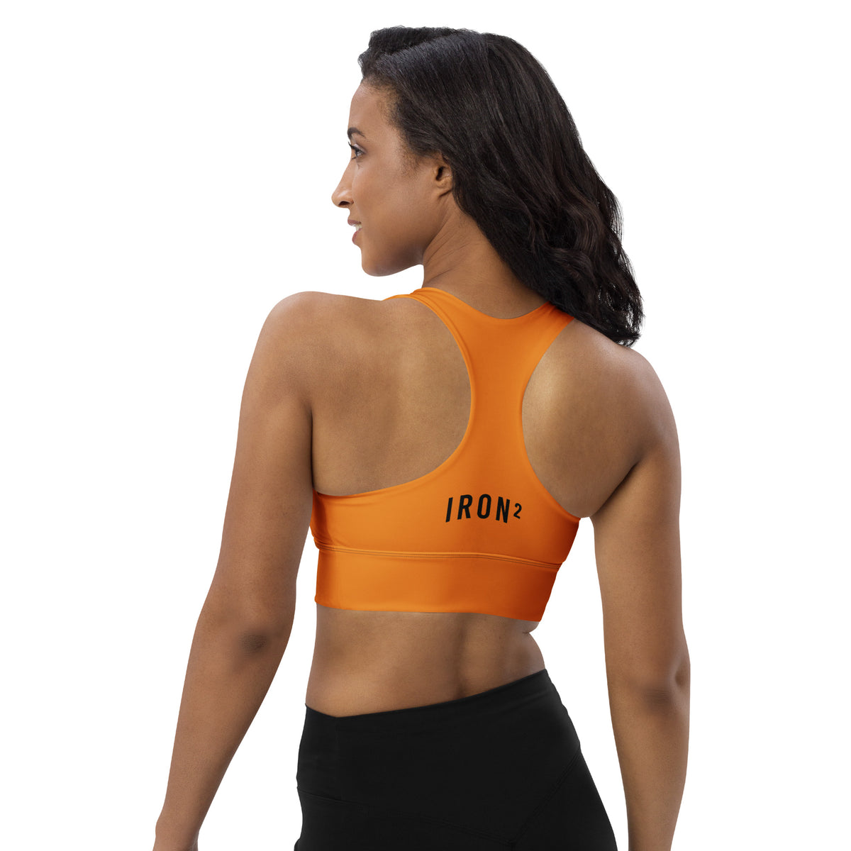 BOLD Orange Sports Bra — IronSquared women's sports bra, side view