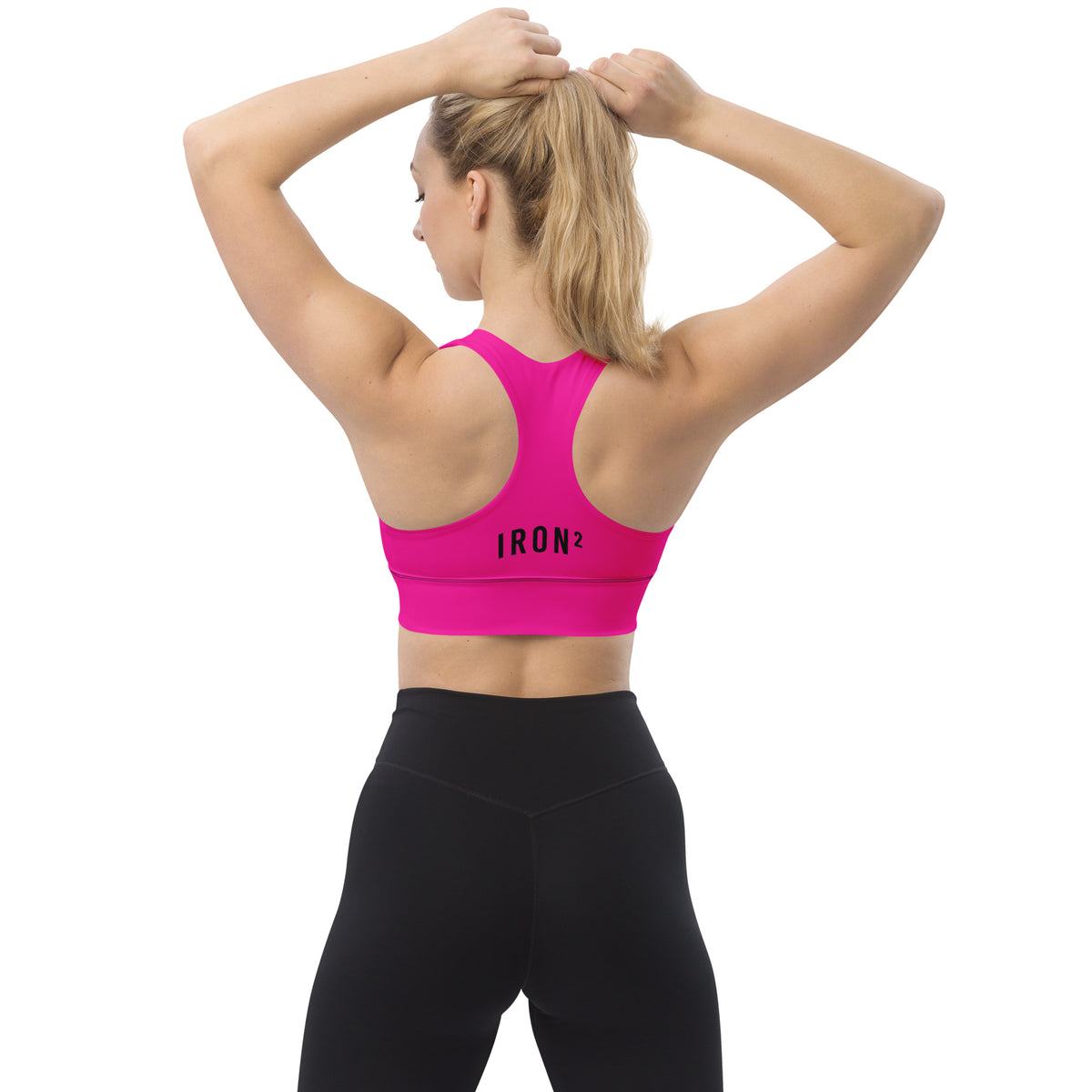 BOLD Pink Sports Bra — IronSquared women's sports bra, front view