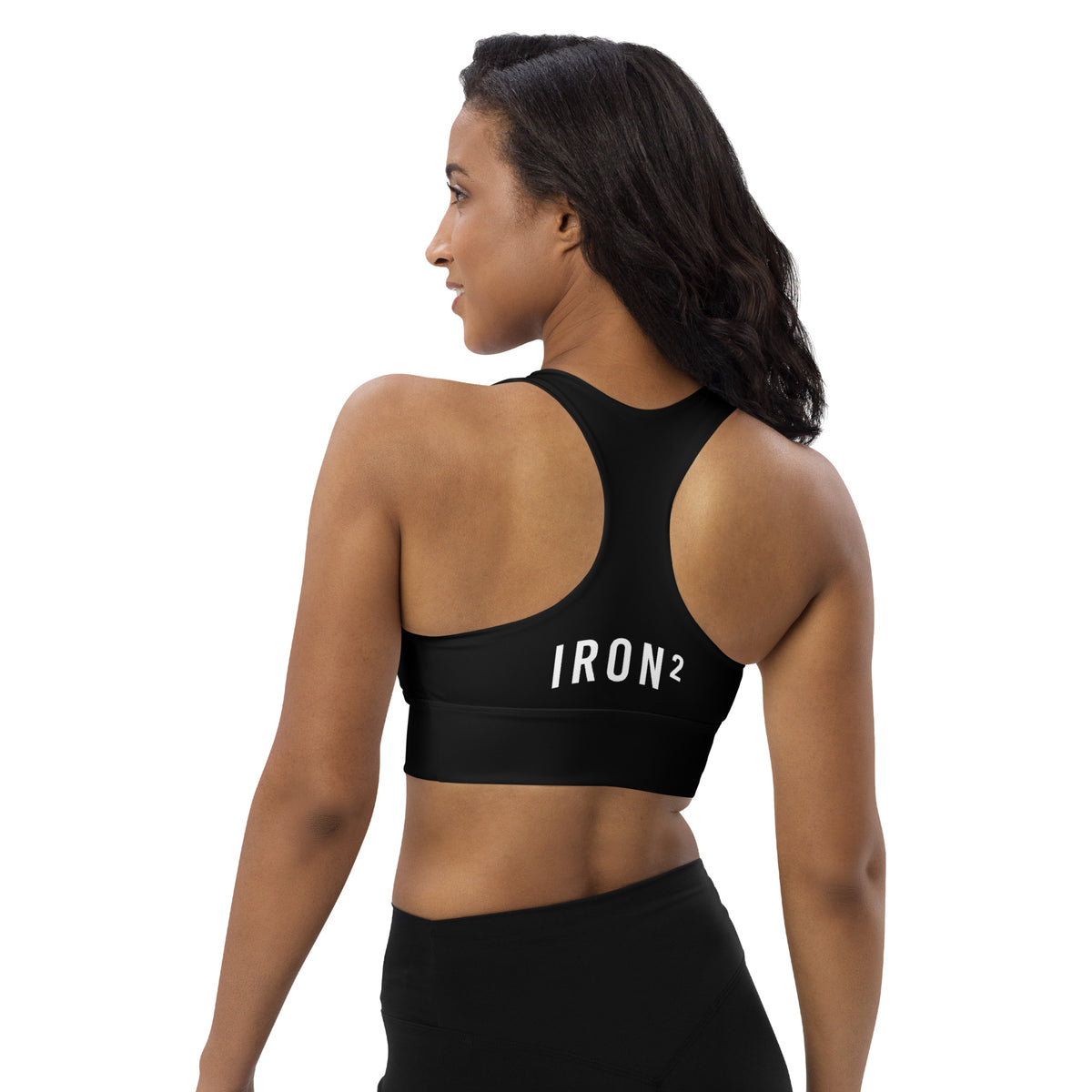 BOLD Black Sports Bra — IronSquared women's sports bra, side view