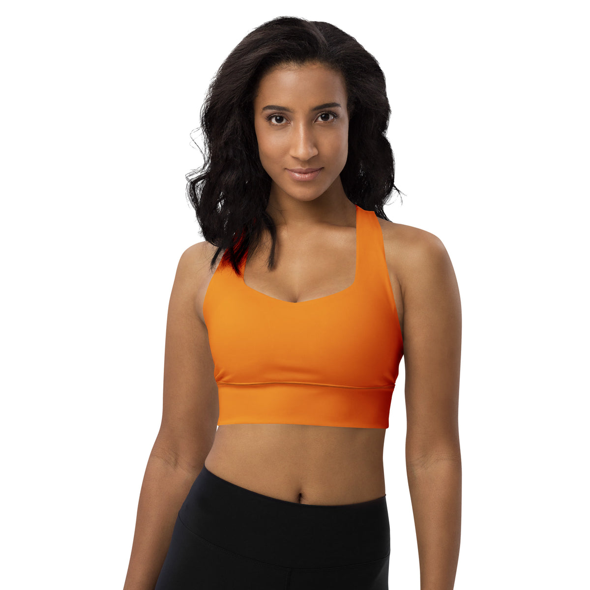 BOLD Orange Sports Bra — IronSquared women's sports bra, detail view