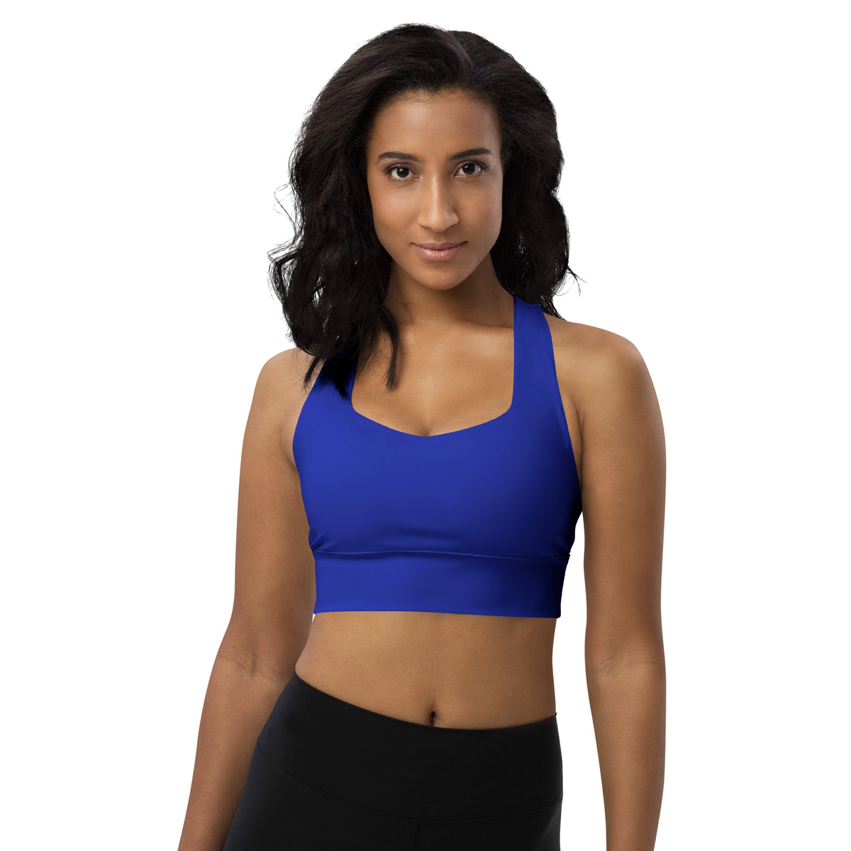 BOLD Blue Sports Bra — IronSquared women's sports bra, detail view