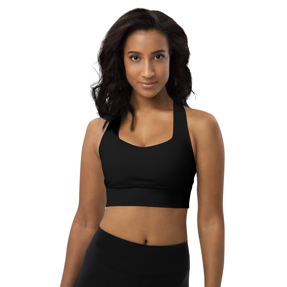 BOLD Black Sports Bra — IronSquared women's sports bra, detail view