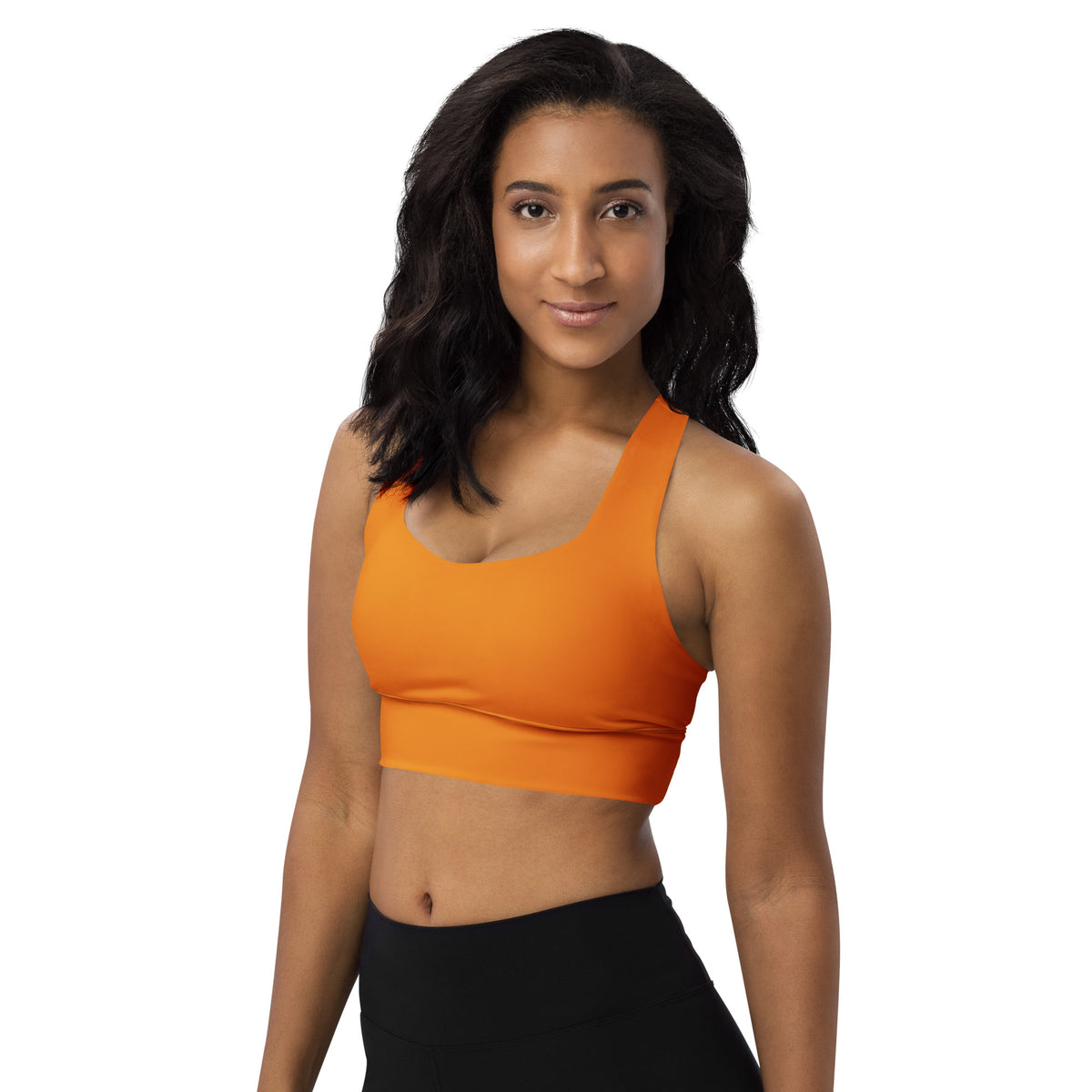 BOLD Orange Sports Bra — IronSquared women's sports bra, back view
