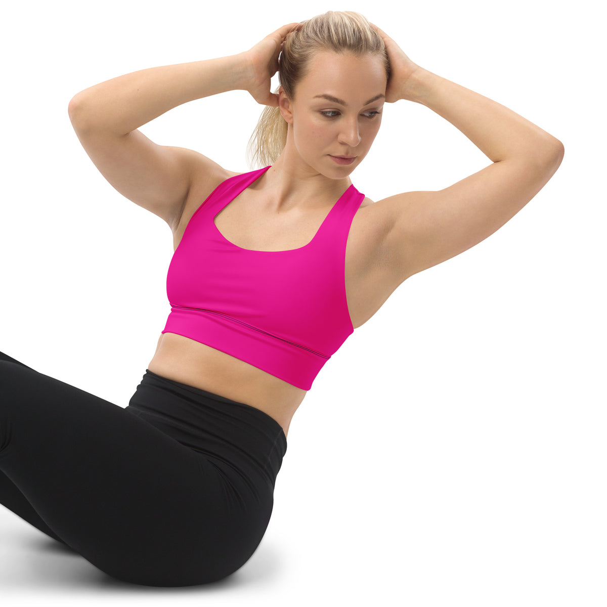 BOLD Pink Sports Bra — IronSquared women's sports bra, back view