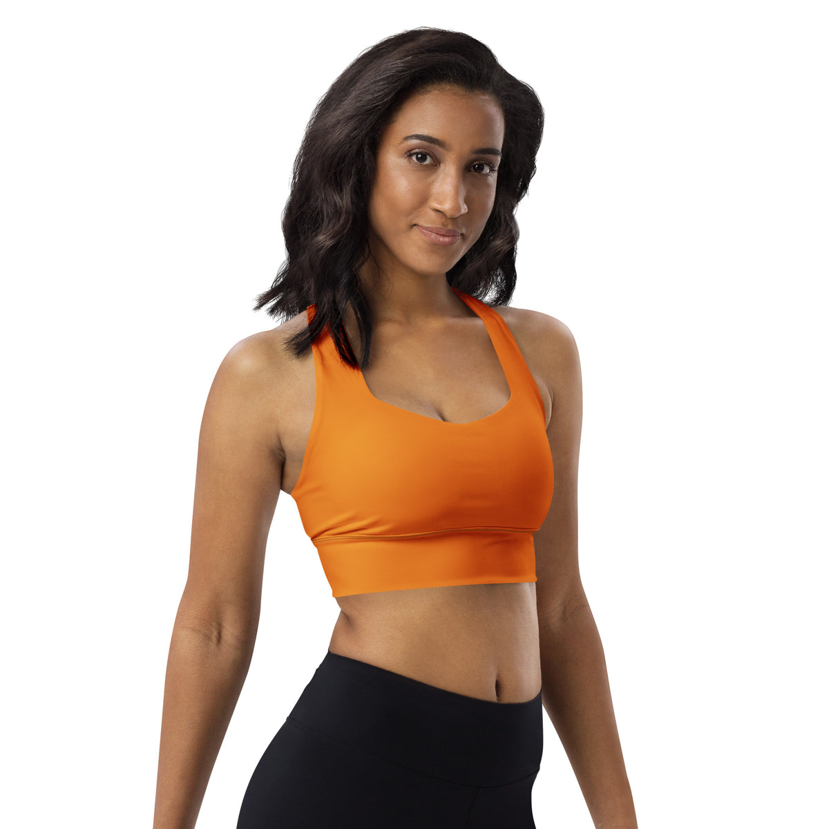 BOLD Orange Sports Bra — IronSquared women's sports bra, front view