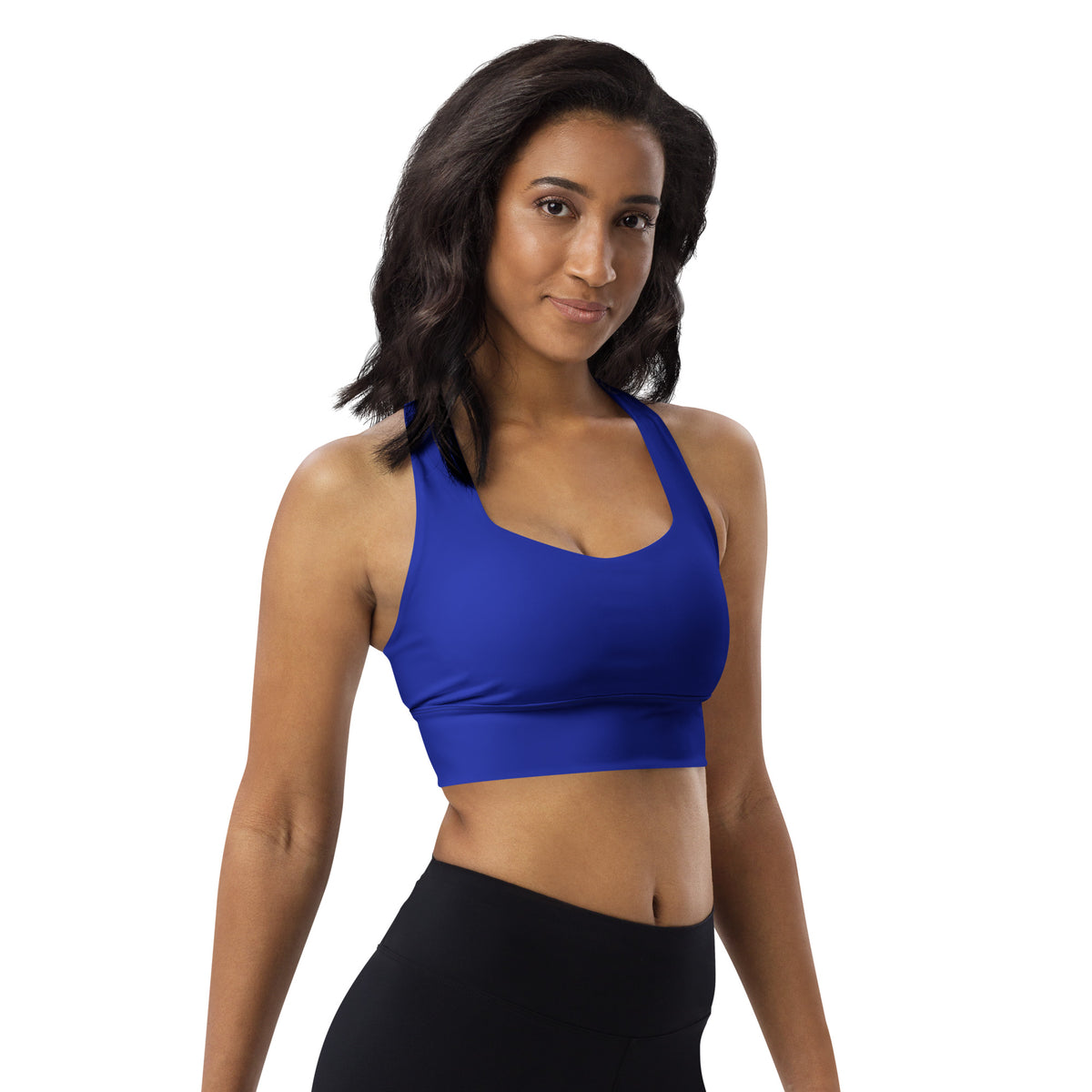 BOLD Blue Sports Bra — IronSquared women's sports bra, back view