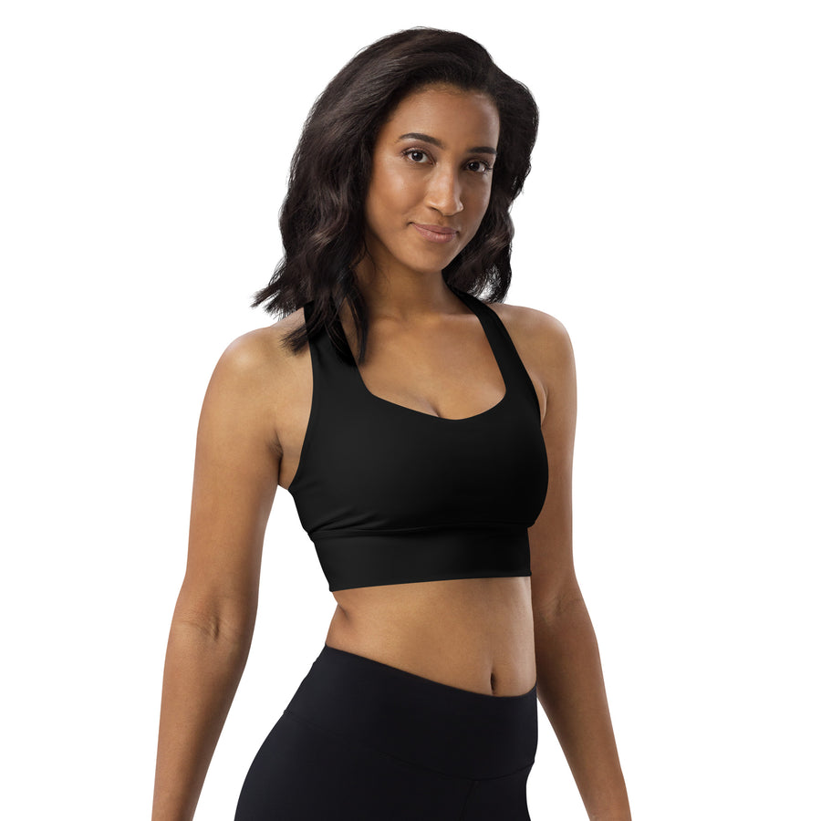 BOLD Black Sports Bra — IronSquared women's sports bra, front view