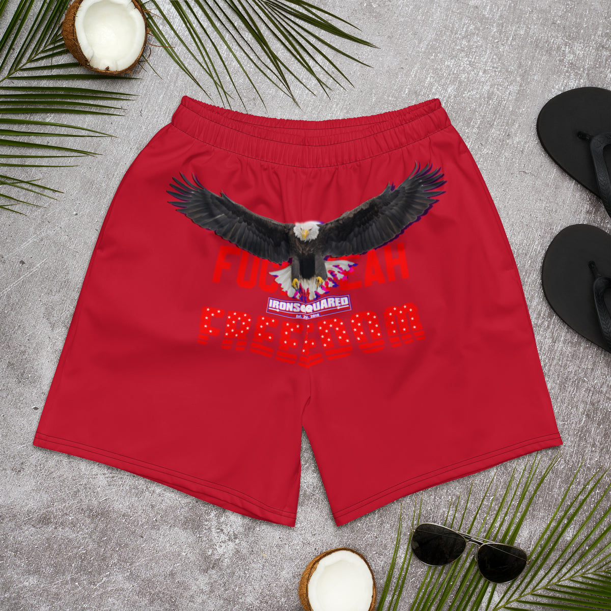 FY Freedom Red Shorts — IronSquared shorts, detail view