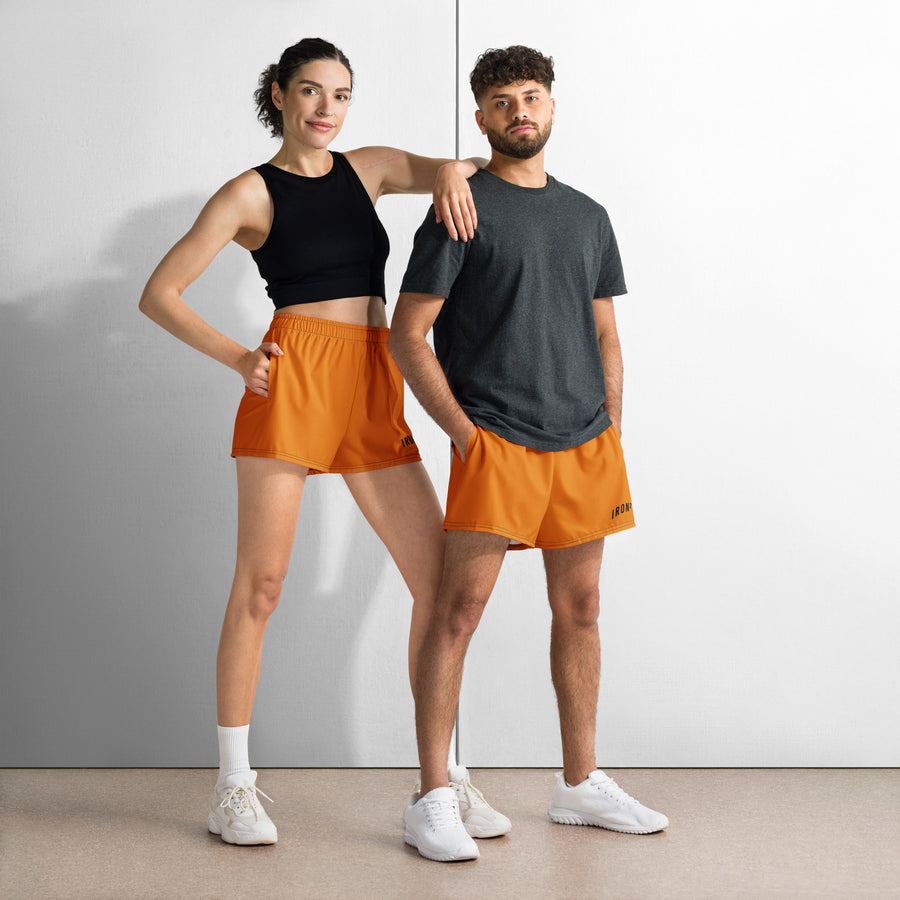 BOLD Orange Athletic Shorts — IronSquared shorts, front view