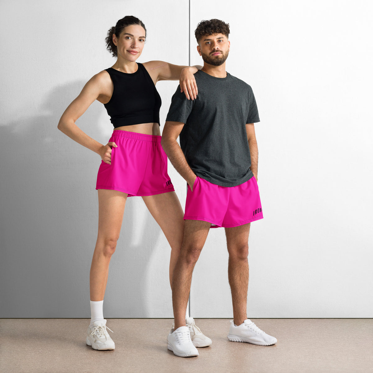 BOLD Pink Athletic Shorts — IronSquared shorts, front view
