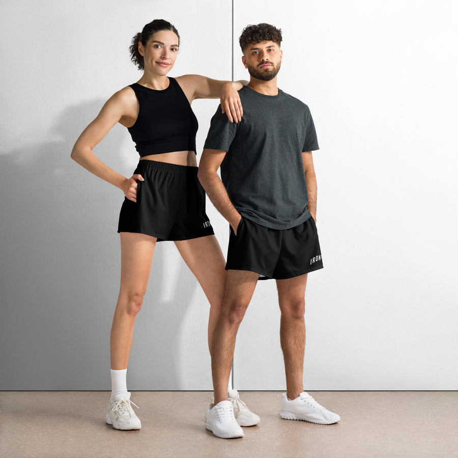 BOLD Black Athletic Shorts — IronSquared shorts, front view