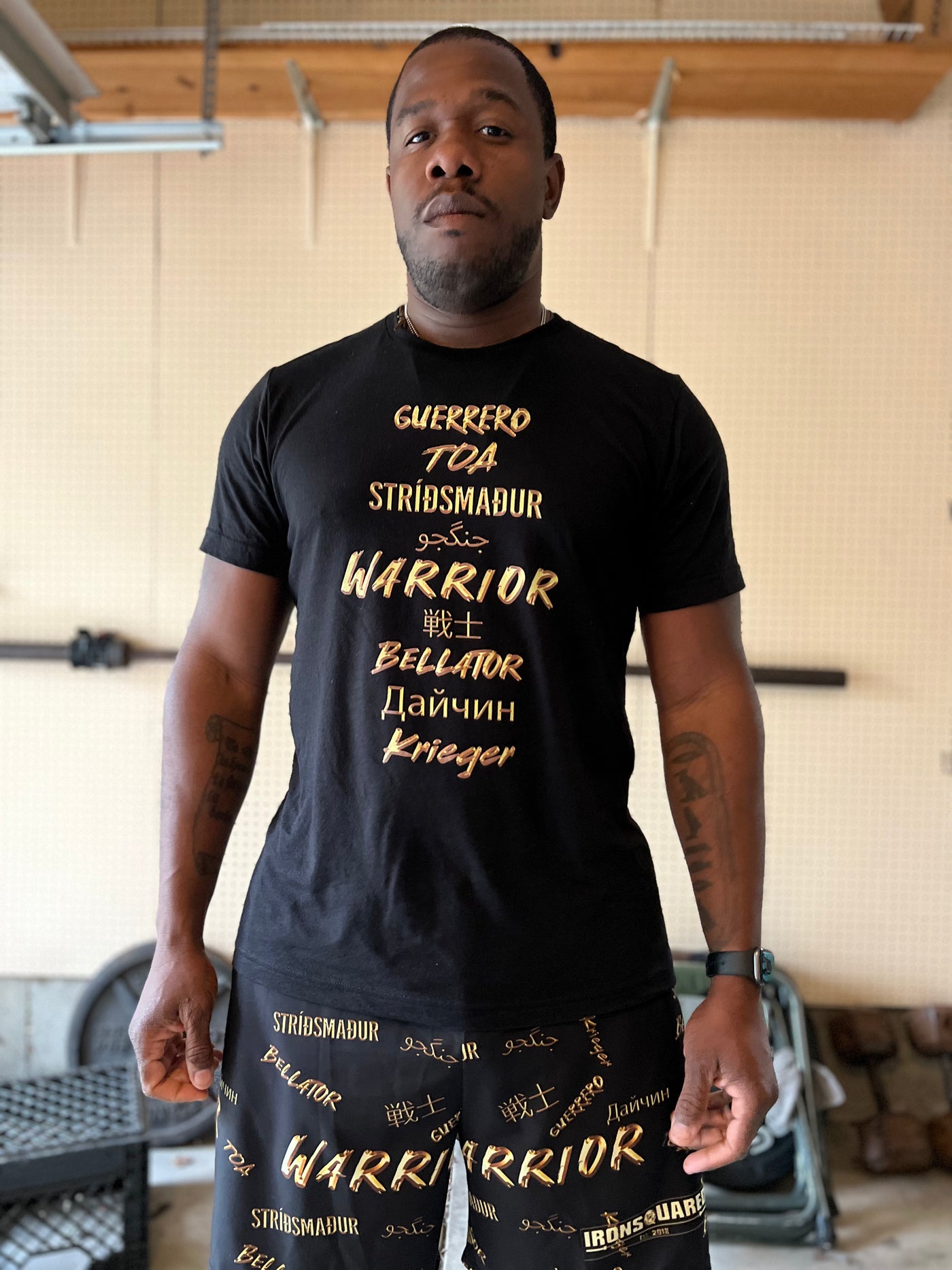 Warrior Gold T-shirt — IronSquared t-shirt, detail view