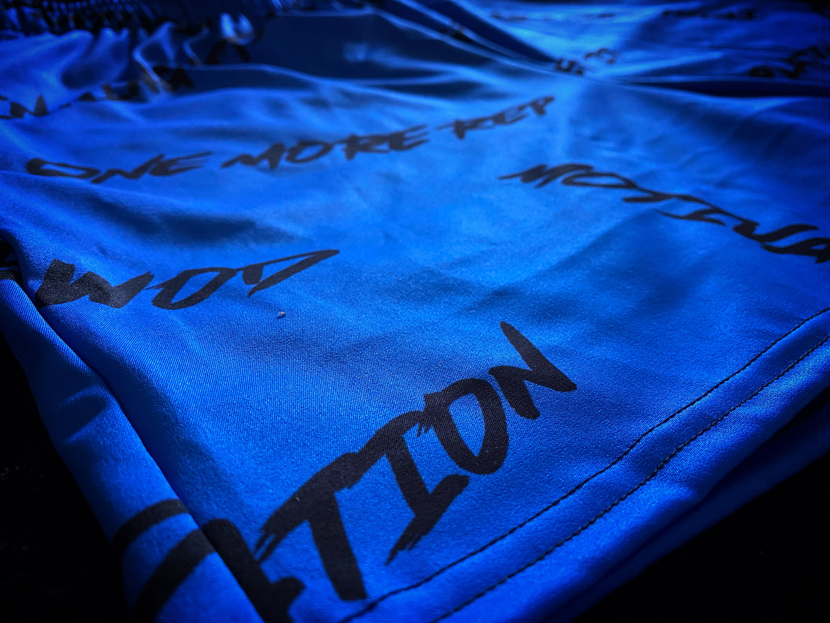 Motivation Blue WOD shorts — IronSquared shorts, detail view