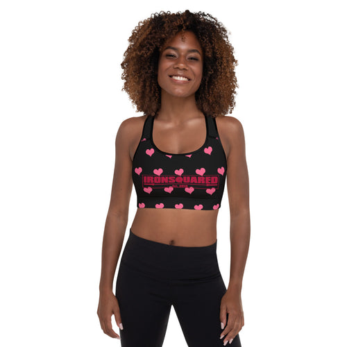 Hearts Black Sports Bra