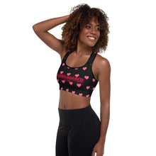 Load image into Gallery viewer, Hearts Black Sports Bra