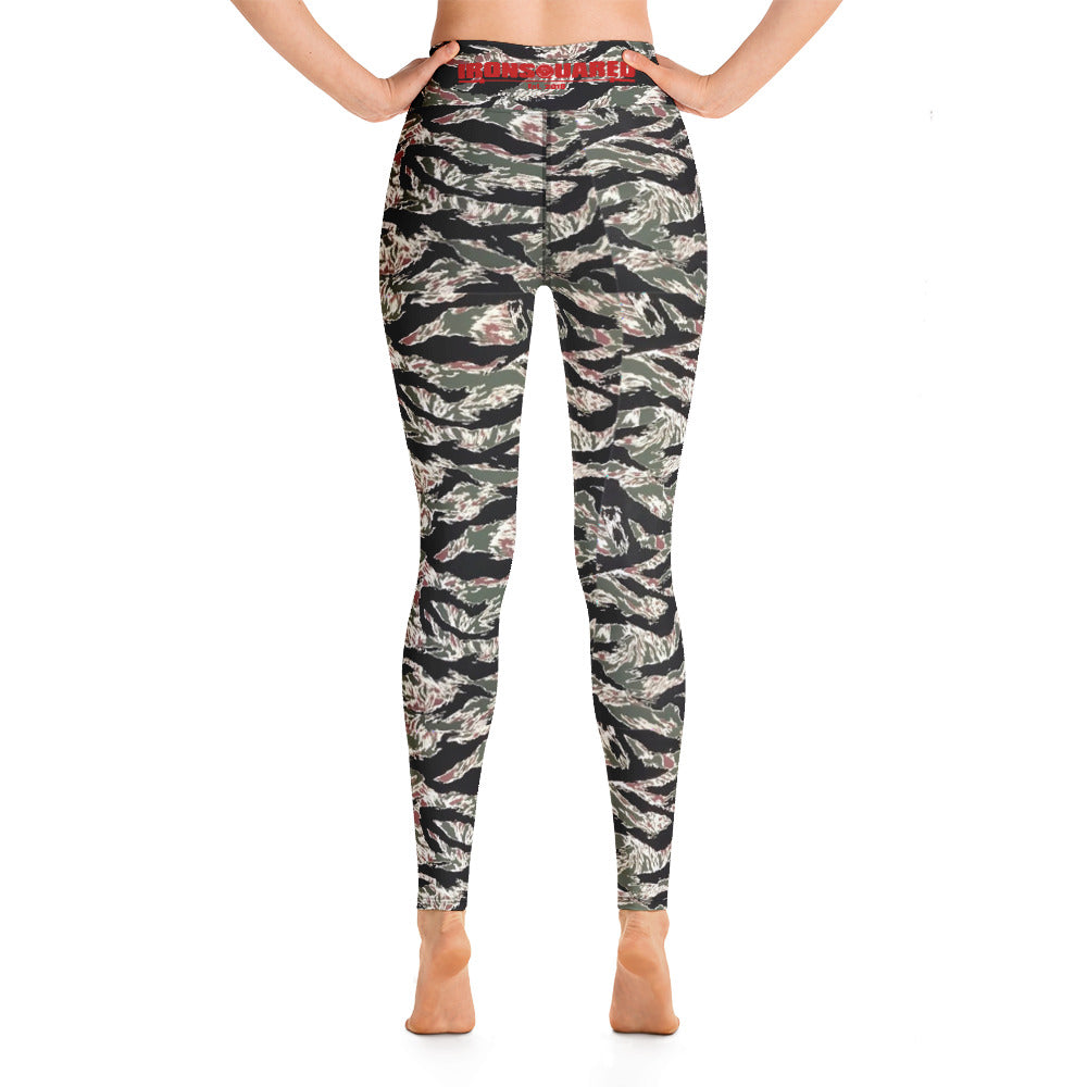 Tiger Striped WOD Yoga Leggings — IronSquared women's leggings, side view
