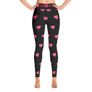 Hearts Black Yoga Leggings