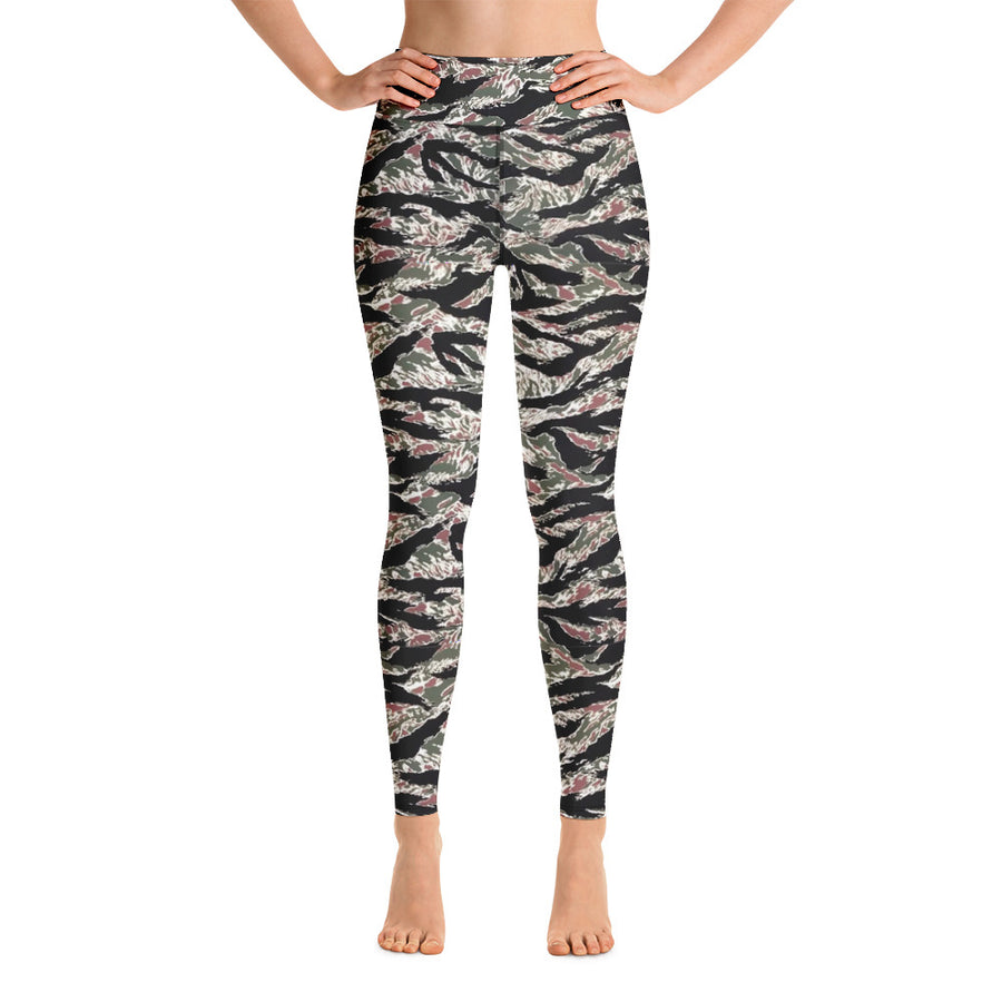 Tiger Striped WOD Yoga Leggings — IronSquared women's leggings, front view