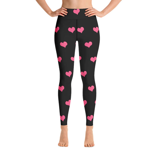 Hearts Black Yoga Leggings