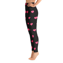 Load image into Gallery viewer, Hearts Black Yoga Leggings