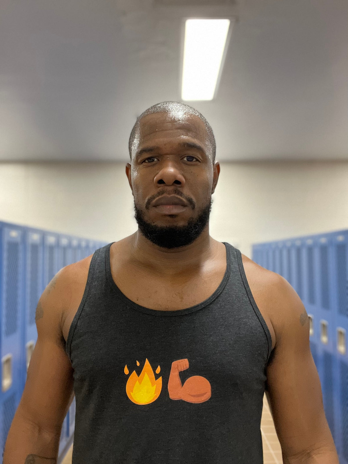Fire Arms *emoji tank top — IronSquared tank top, front view