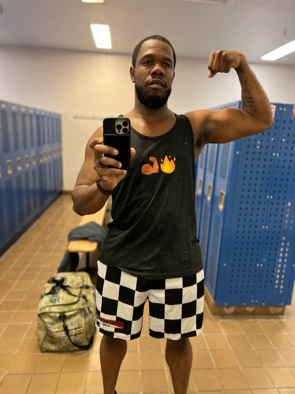 Fire Arms *emoji tank top — IronSquared tank top, styled shot