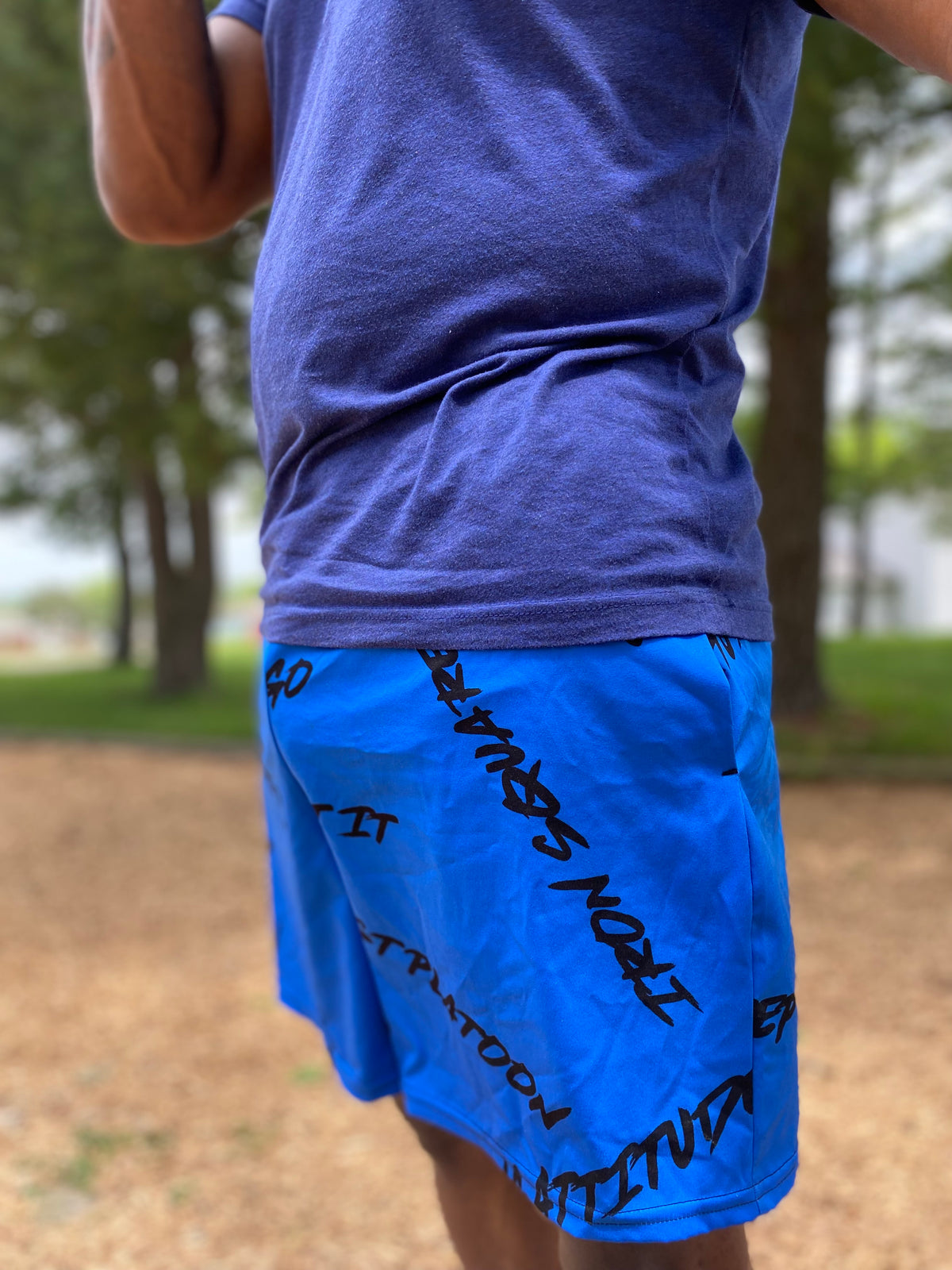 Motivation Blue WOD shorts — IronSquared shorts, fabric detail