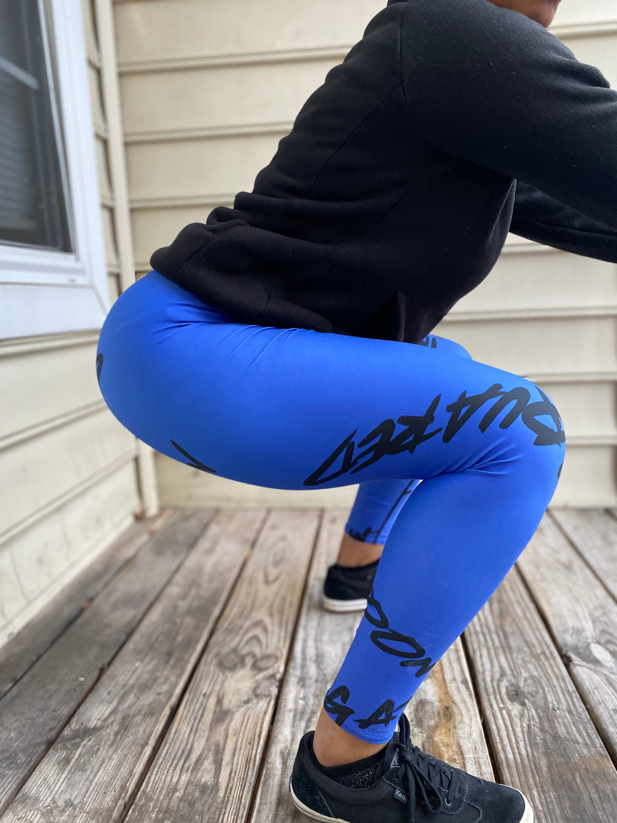 Motivation Leggings Blue — IronSquared women's leggings, detail view