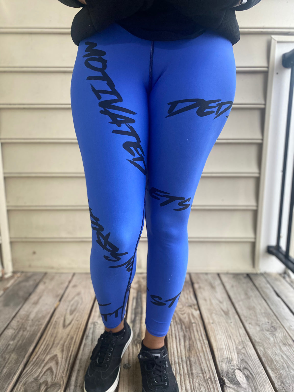 Motivation Leggings Blue — IronSquared women's leggings, back view
