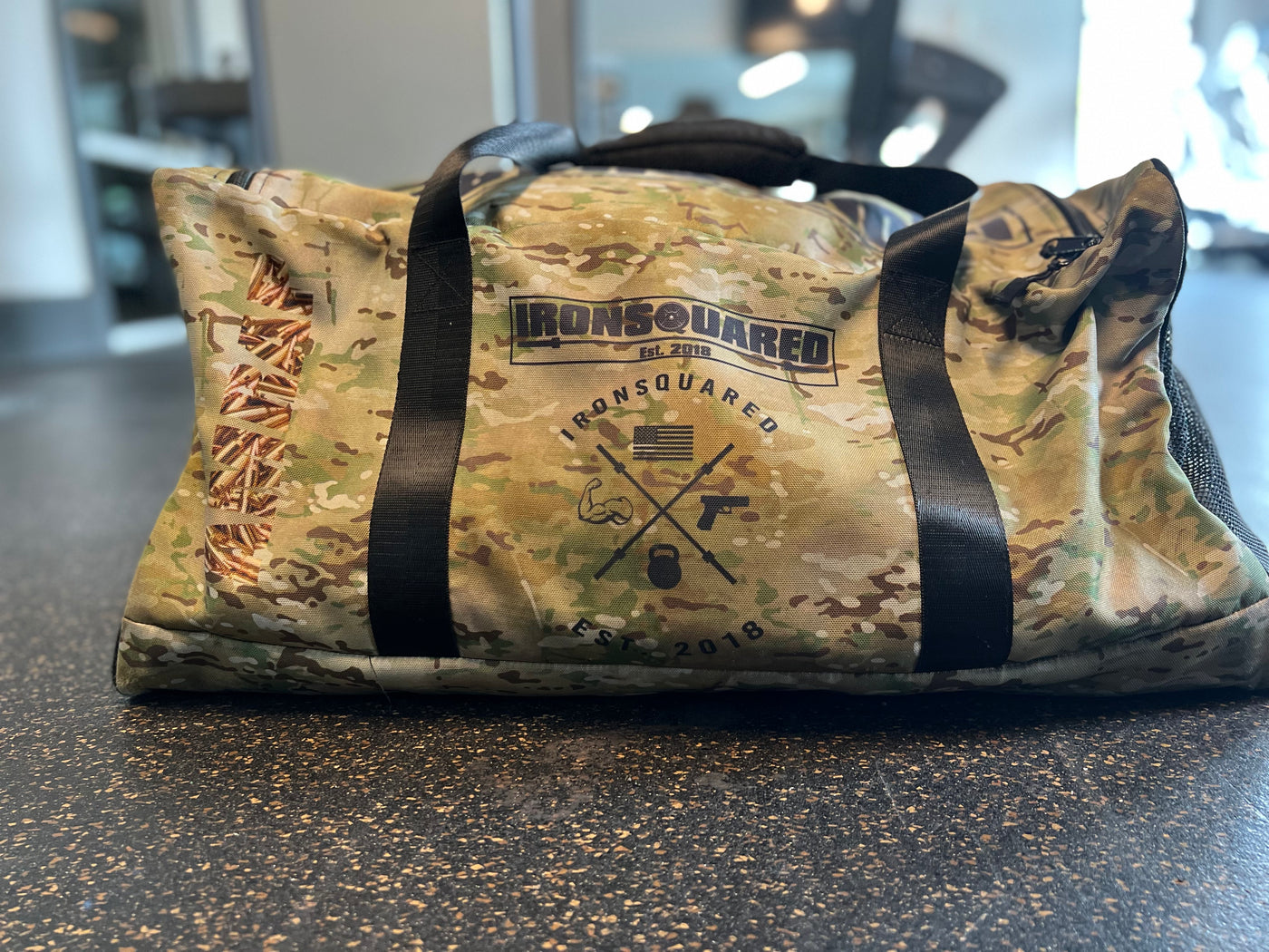 IronSquared Gym Duffle Bag — IronSquared bag, detail view