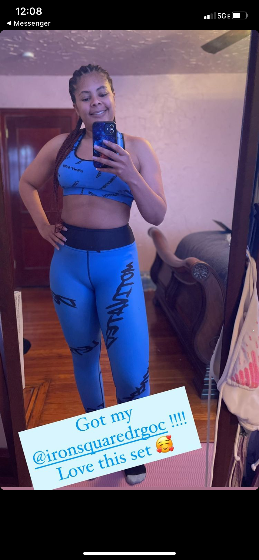 Motivation Leggings Blue — IronSquared women's leggings, worn in the gym