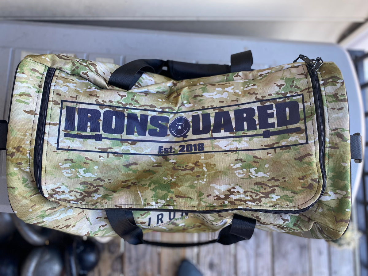 IronSquared Gym Duffle Bag — IronSquared bag, back view